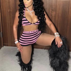 Christian Dior J’adior Pink striped knit set